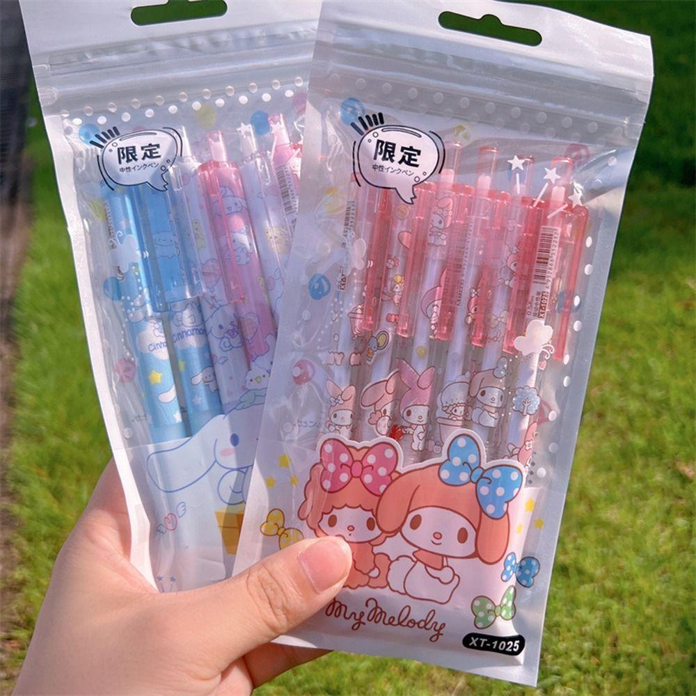Set 6 Bút Mực Đen Họa Tiết Hoạt Hình Anime My Melody Cinnamoroll