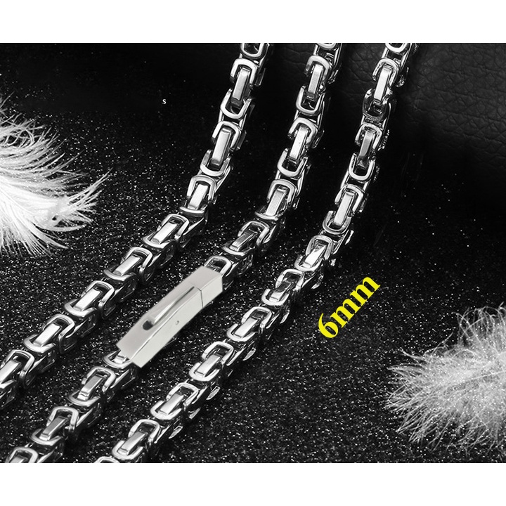 Dây chuyền nam cao cấp inox kiểu ziczac 6ly khóa vuông xịn sò đem lại đẳng cấp, phong độ cho người đeo