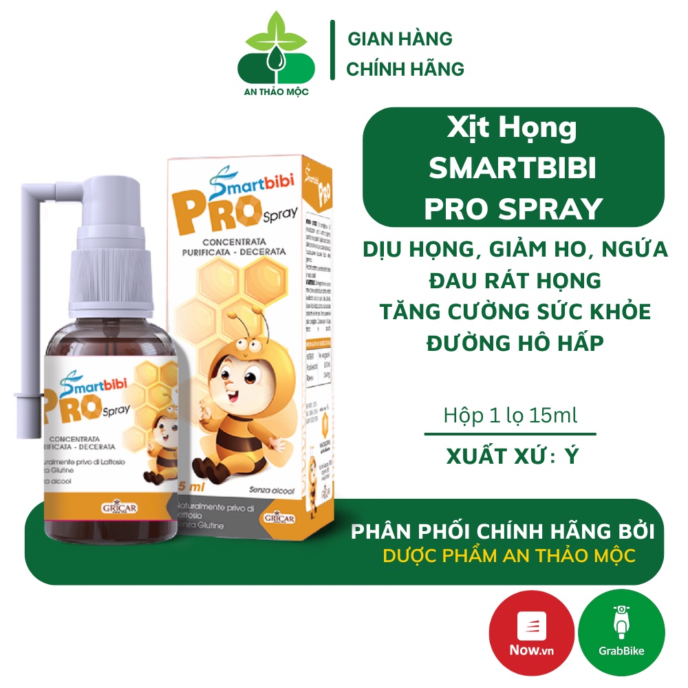 Xịt họng Smartbibi Pro Spray làm dịu giảm ho ngứa đau rát họng hỗ trợ tăng cường sức khỏe đường hô hấp