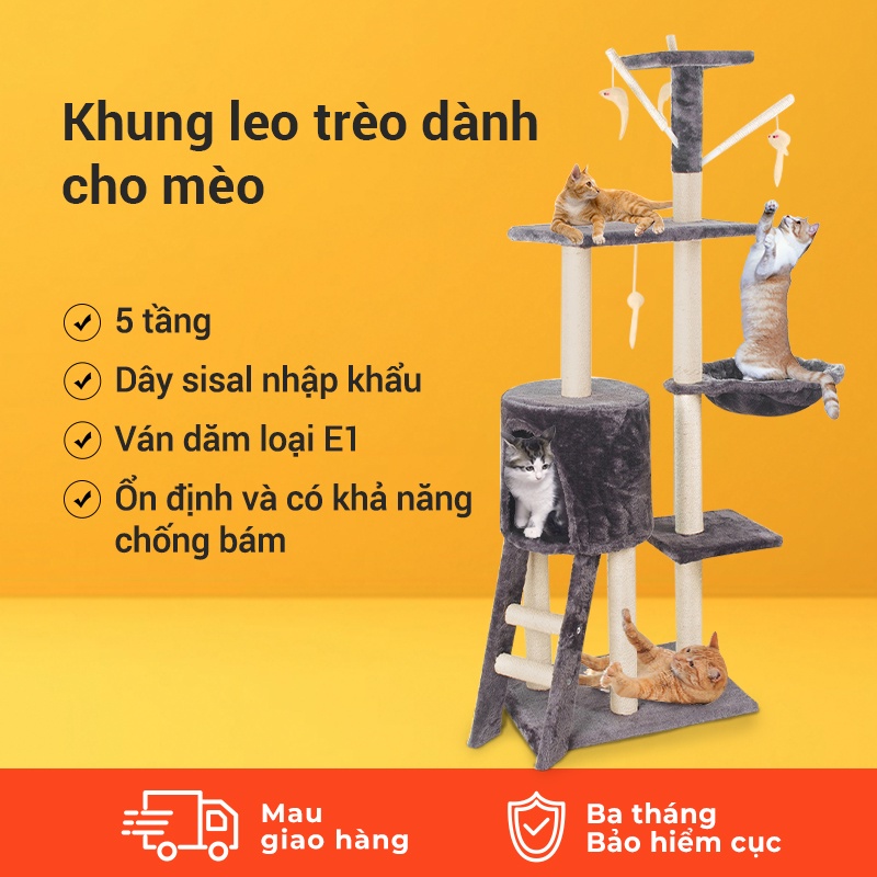 Mèo Leo Khung Năm Tầng Mèo Xước Ban Mềm Mại Và Thoải Mái Chuột Đồ Chơi Treo Bóng Giao Hàng Nhanh Tận Nơi