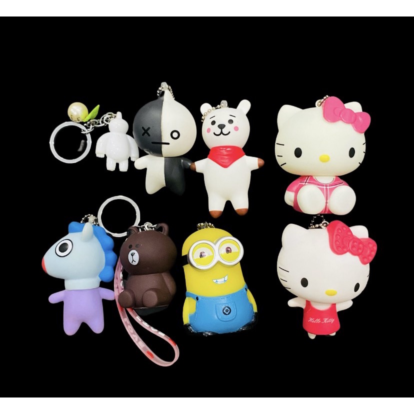 Móc khóa hình nhân vật hoạt hình dễ thương gấu, kitty, minion, gà đẻ trứng, mũ bảo hiểm