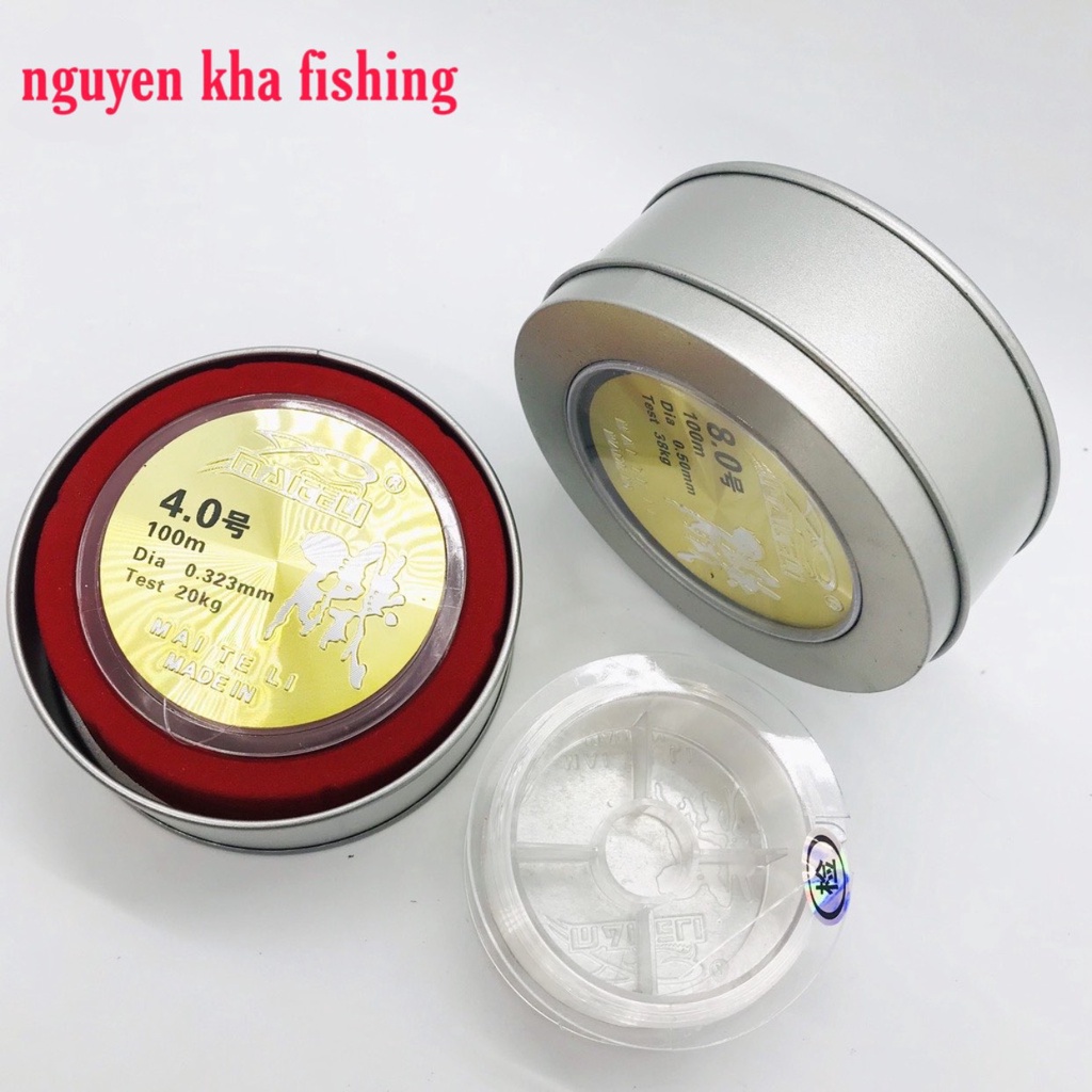 Cước Câu Cá Mateli Cao Cấp. Cước câu cá hộp sắt Maiteli dài 100m
