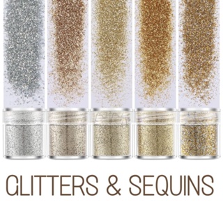 Image of Nail Art Glitter Gold, Silver, Champagne 10 gr/Glitter & Sequins Glitter Halus Kuku 10 Gr