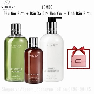 [COMBO 3 CHAI] Dầu gội bưởi-Dầu xả dừa-Tinh dầu bưởi ViJully GIẢM RỤNG TÓC-KÍCH MỌC TÓC-PHỤC HỒI TÓC KHÔ XƠ