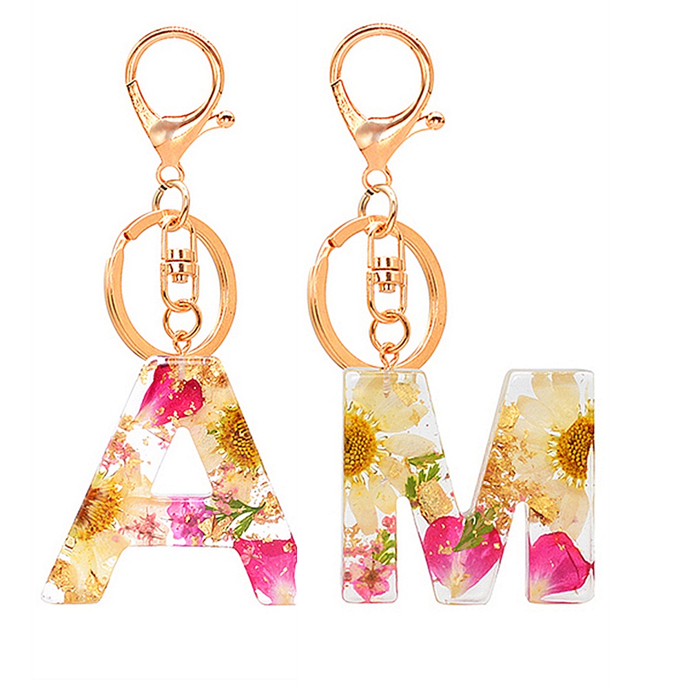 Set 26 Móc Khóa Hoa Khô Bằng Nhựa Resin Tinh Tế Diy