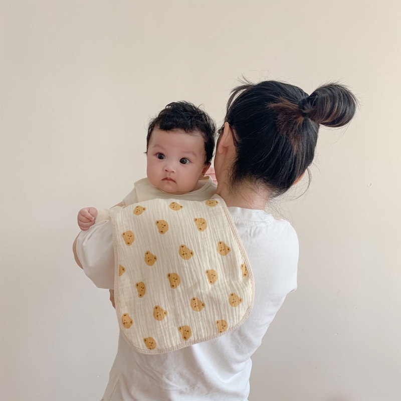Yếm Ăn Cotton Nhiều Lớp Thấm Hút Tốt Tiện Dụng Cho Bé Sơ Sinh