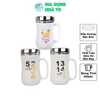 Cốc sứ có nắp tráng gương giữ nhiệt tốt - Ly sứ có nắp nhiều hoa văn đẹp