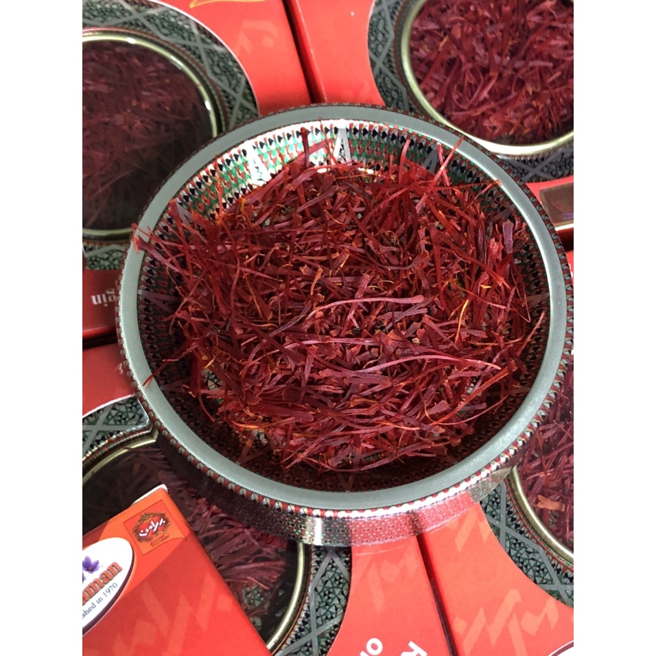 Combo 10 hộp, Hộp 1gr (ĐỦ 1G)  Saffron Nhụy Hoa Nghệ Tây Iran Loại 1 Negin thương hiệu Bahraman hộp thiếc