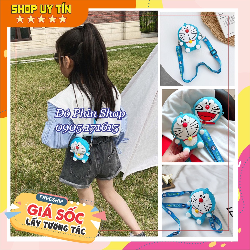 [Mới 2023] Túi xách đeo chéo silicon hình doraemon, thời trang dễ thương