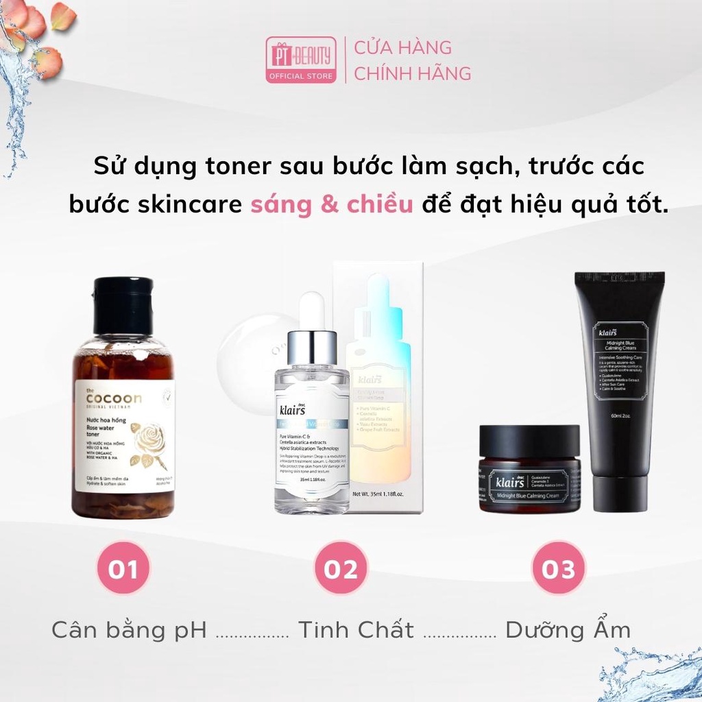 Nước hoa hồng cân bằng da (toner) chiết xuất hoa hồng Cocoon 140ml