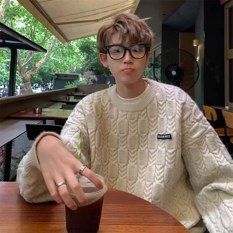 Áo Sweater Nam Dệt Kim Dáng Rộng Màu Trơn Kiểu Hàn Quốc Thời Trang Cho áo len đôi nam nữ áo sweater form rộng