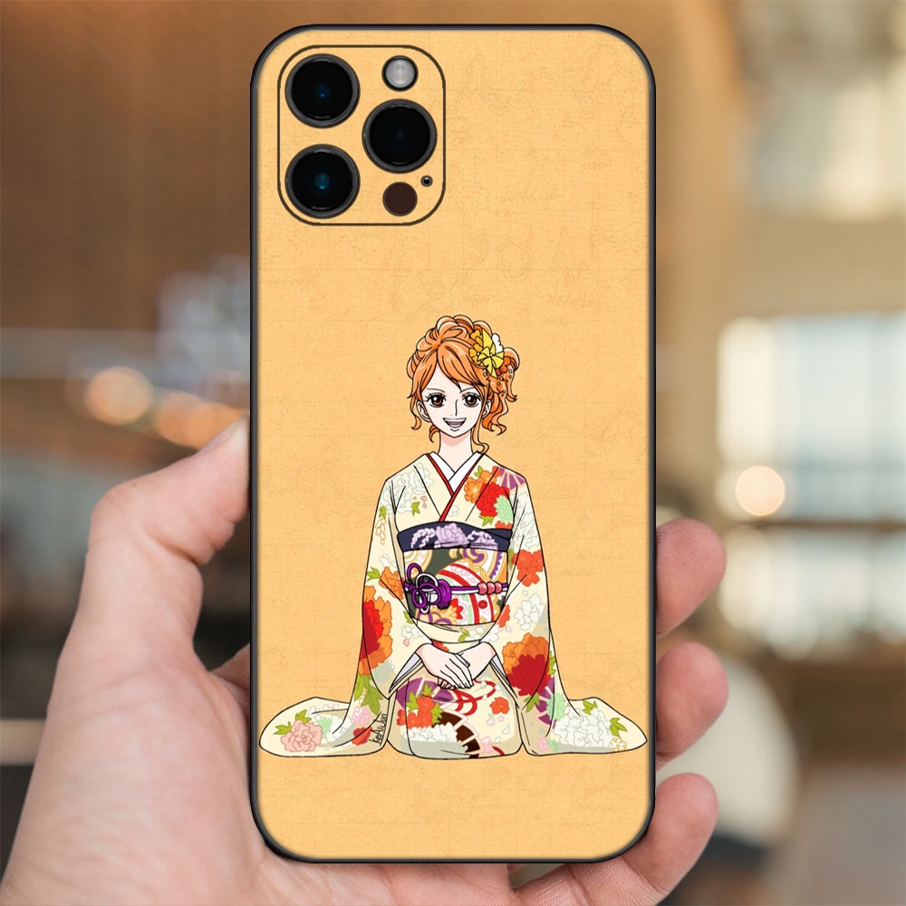 Ốp lưng iPhone 12 Pro Max dẻo đen cạnh vuông in hình Nami One Piece Đảo Hải Tặc