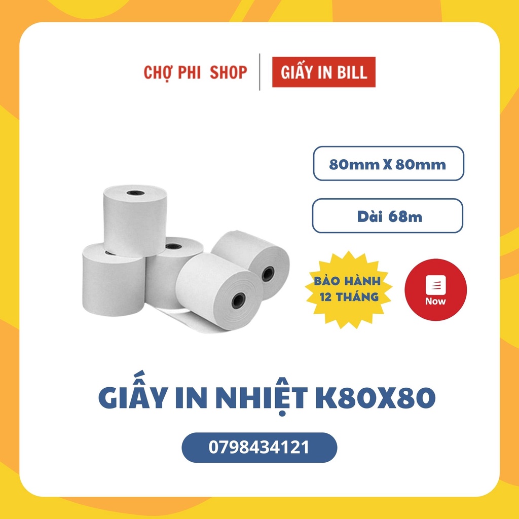 Giấy In Bill Nhiệt K80x80 ( Thùng 10 cuộn )