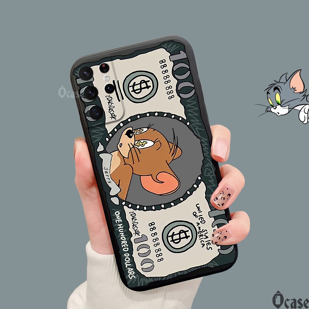 Ốp lưng Samsung S21 Ultra in hình Mèo và Chuột cạnh viền vuông có bảo vệ camera