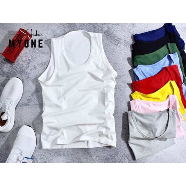 Áo ba lỗ trơn, form slimfit, 9 màu, chất liệu cotton, MyOne - ABL01