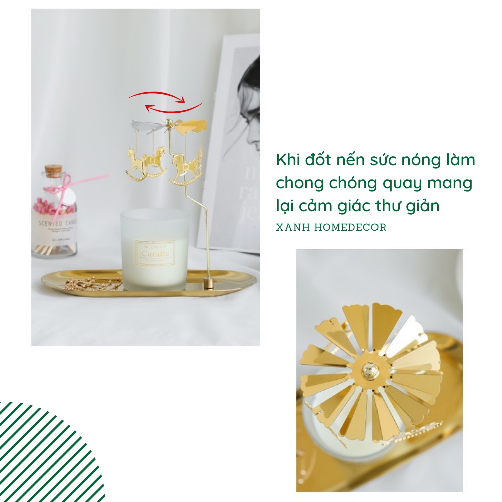 Khay đựng nến thơm trang trí chong chóng xoay, khay to 23cm siêu dày dặn