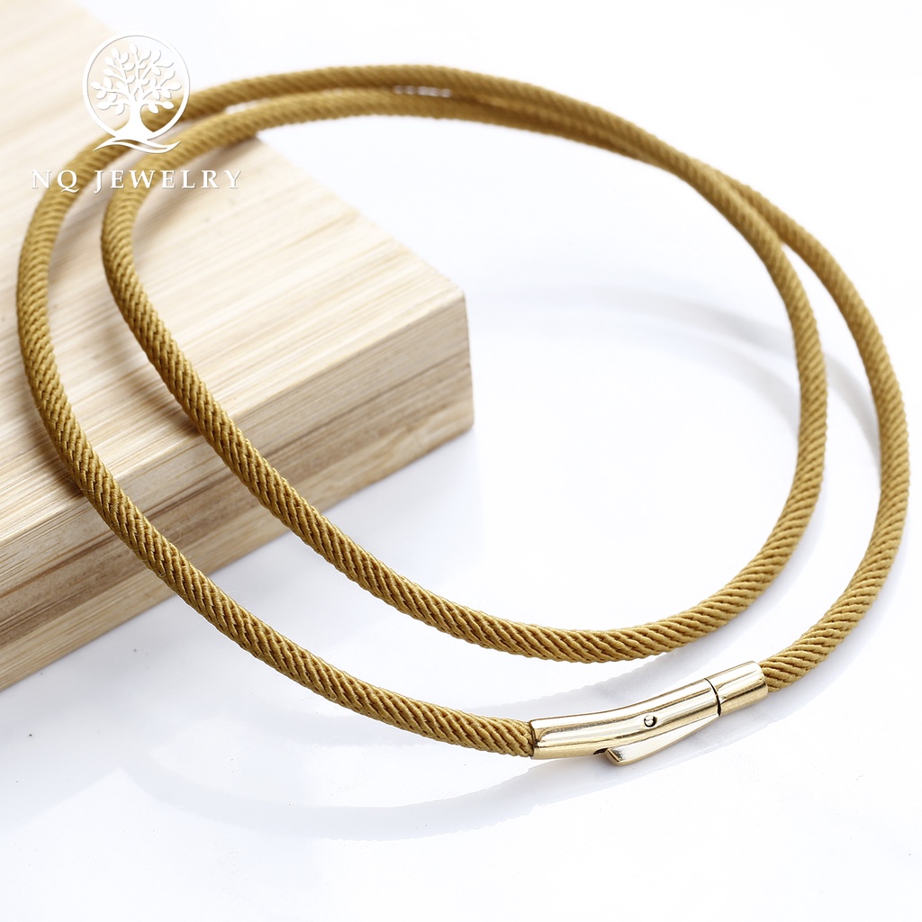 Dây chuyền, vòng cổ dây vải 3mm dù cao cấp khóa thép không gỉ màu vàng - NQ Jewelry
