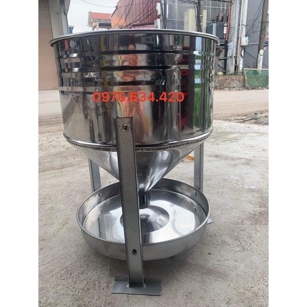 Máng vịt 2 bao - 50 kg cám inox 430 chân U kẽm