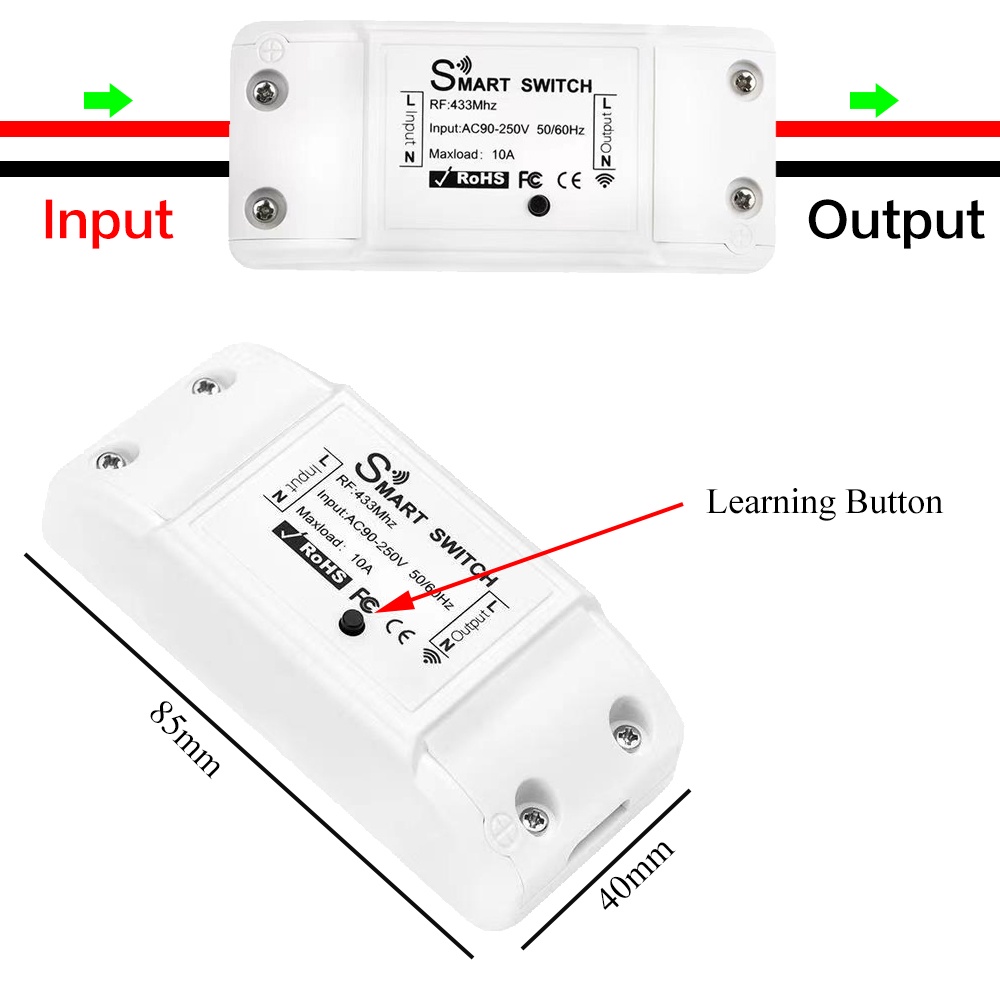 Công tắc nút nhấn không dây thông minh DIESE Rf 433MHz 220V cho đèn LED/ đèn/ quạt/ bóng đèn 10A