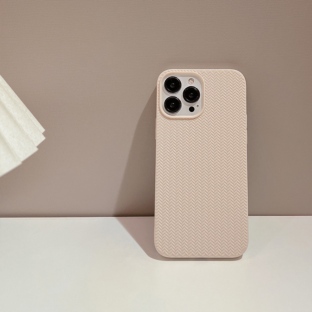 ỐP LƯNG IPHONE Ốp Điện Thoại Vân Đan Dệt Màu Trơn Cho iphone13 14pro max xs 12 / 11 15/-DINUOTX