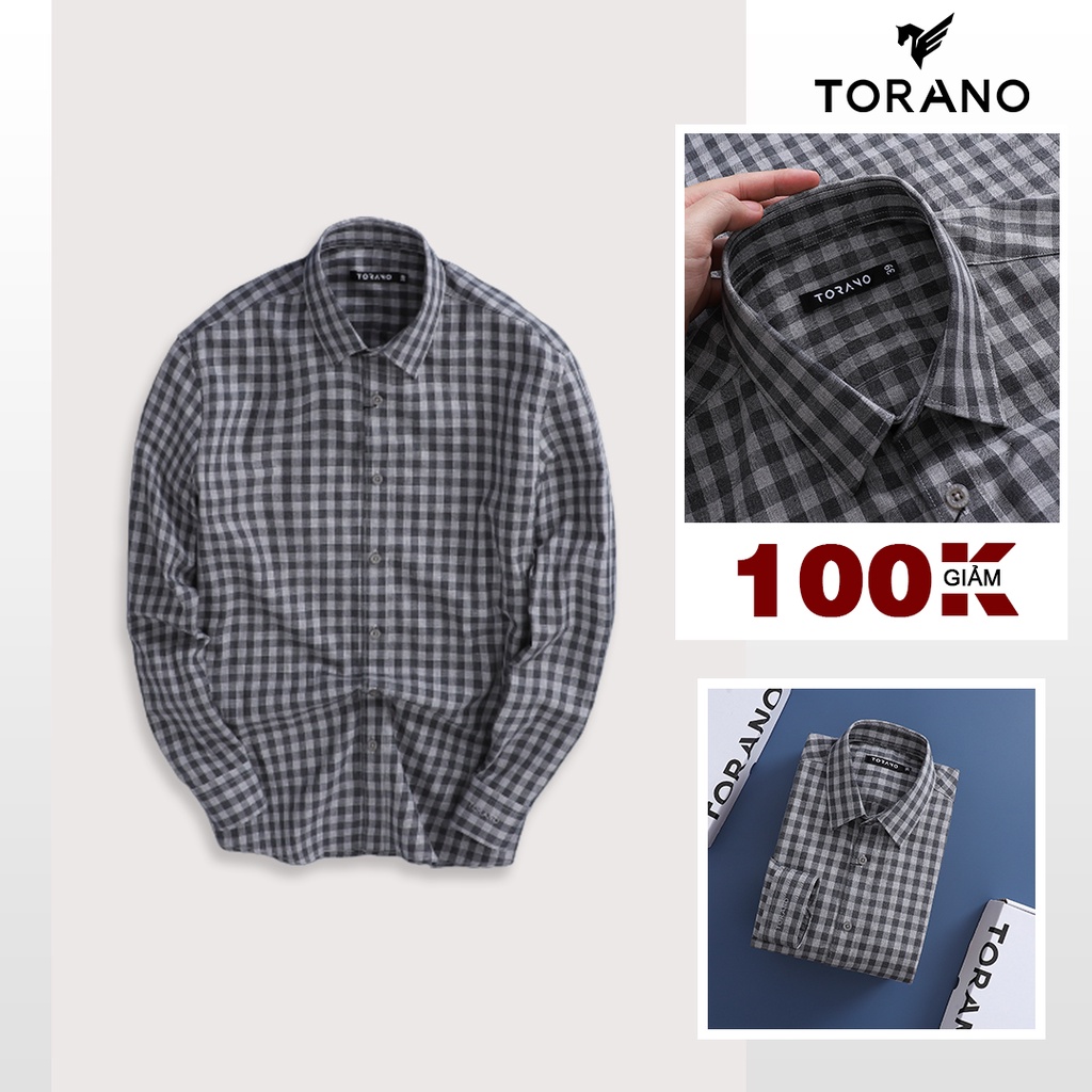 Áo sơ mi nam TORANO dài tay kẻ caro chuẩn form TB444