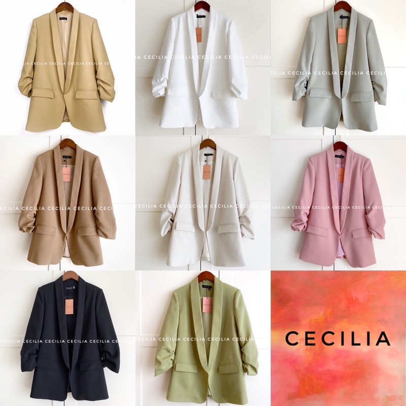 Áo vest blazer ESTELLE by CECILIA Design tay nhún  ảnh thật, áo thiết kế,