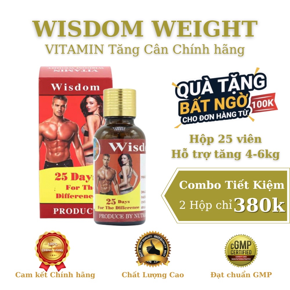 Tăng Cân Wisdom Weight Vitamin tăng cân hàng chính hãng indonesia hộp 25 viên