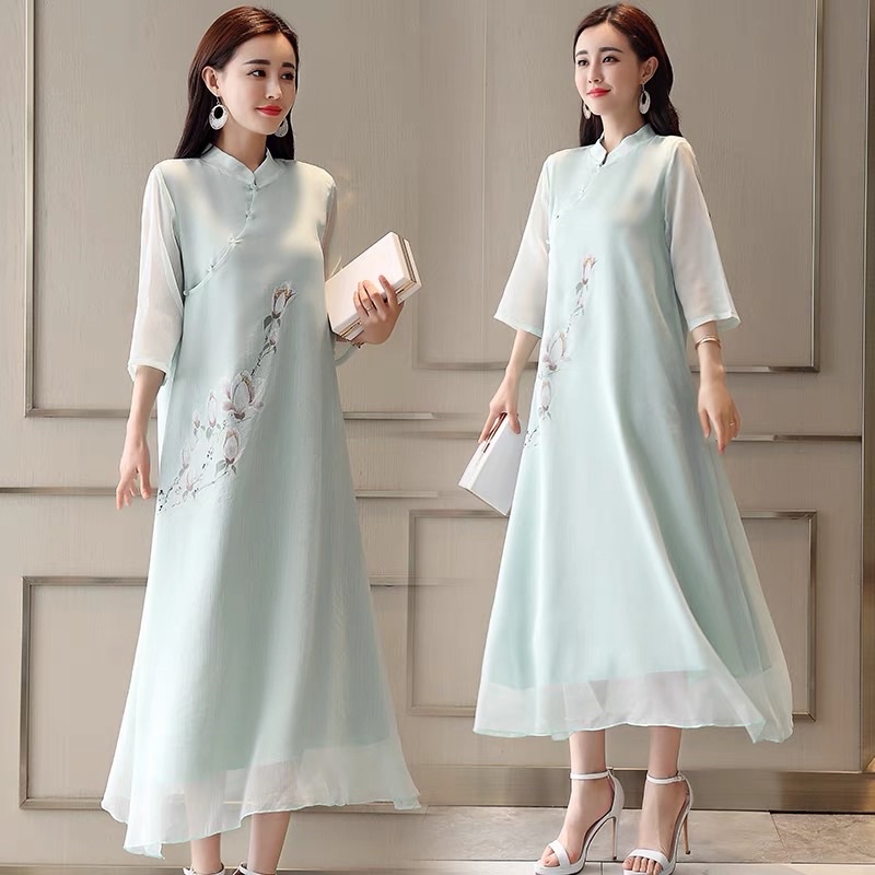 Váy áo dài cách tân sườn xám kiểu cổ trang trung hoa trung quốc hán phục