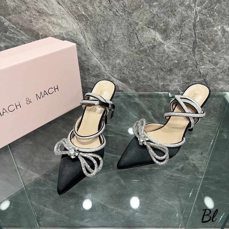 Sandal Nơ Đá Mach&Mach Trắng Đen Mika Full Size 35-39  -  By Anh Dinh Phuong