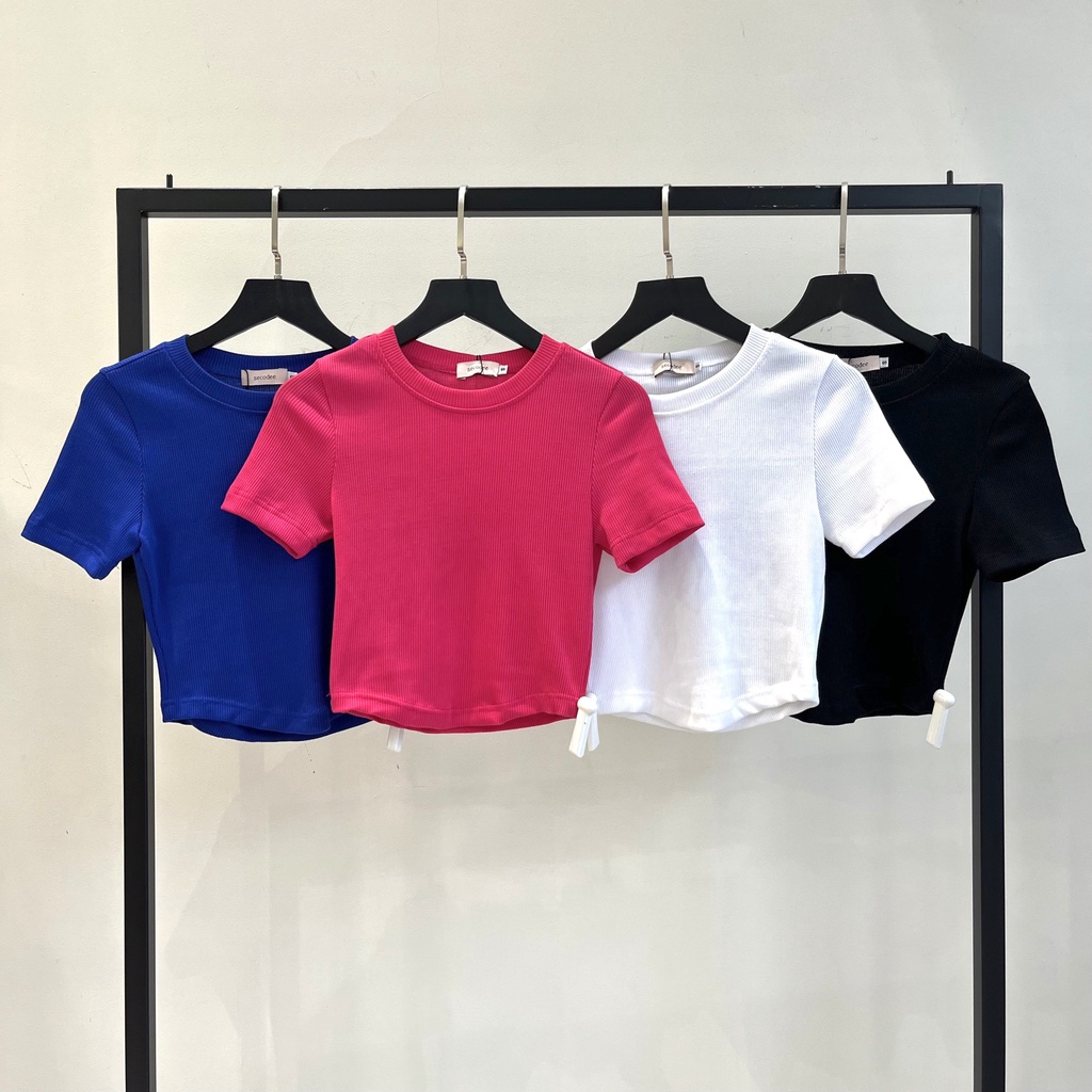 Áo croptop cổ tròn tay lửng | Miha Top | Secodee