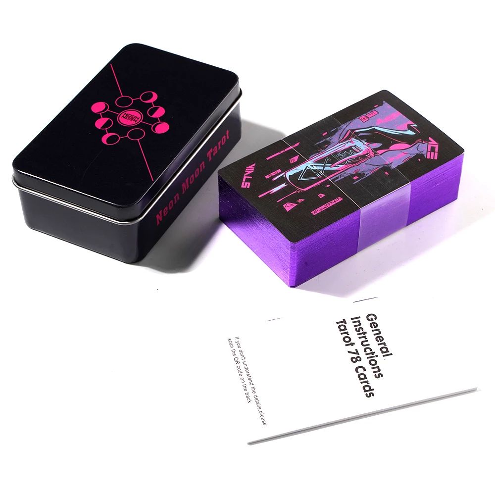 Bộ Bài Neon Moon Tarot Hộp Sắt Nifoki