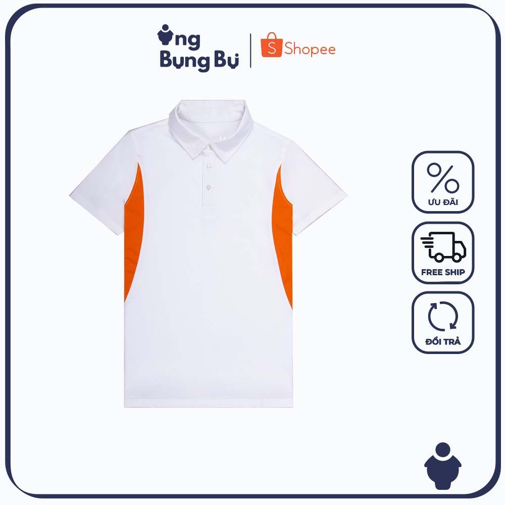 Thun Áo Thun Polo Nam Trắng Body phối dọc tinh tế, thoáng khí, Cotton trơn có cổ Mã 2AP