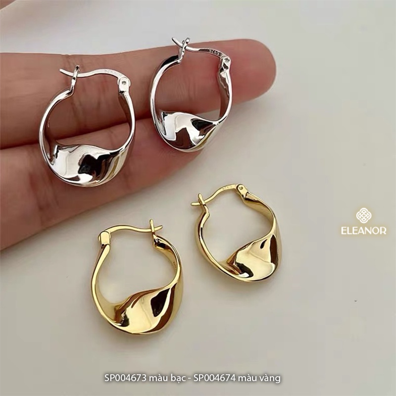 Bông tai nữ chuôi bạc 925 Eleanor Accessories hình cung xoắn dáng bassic phụ kiện trang sức 4673