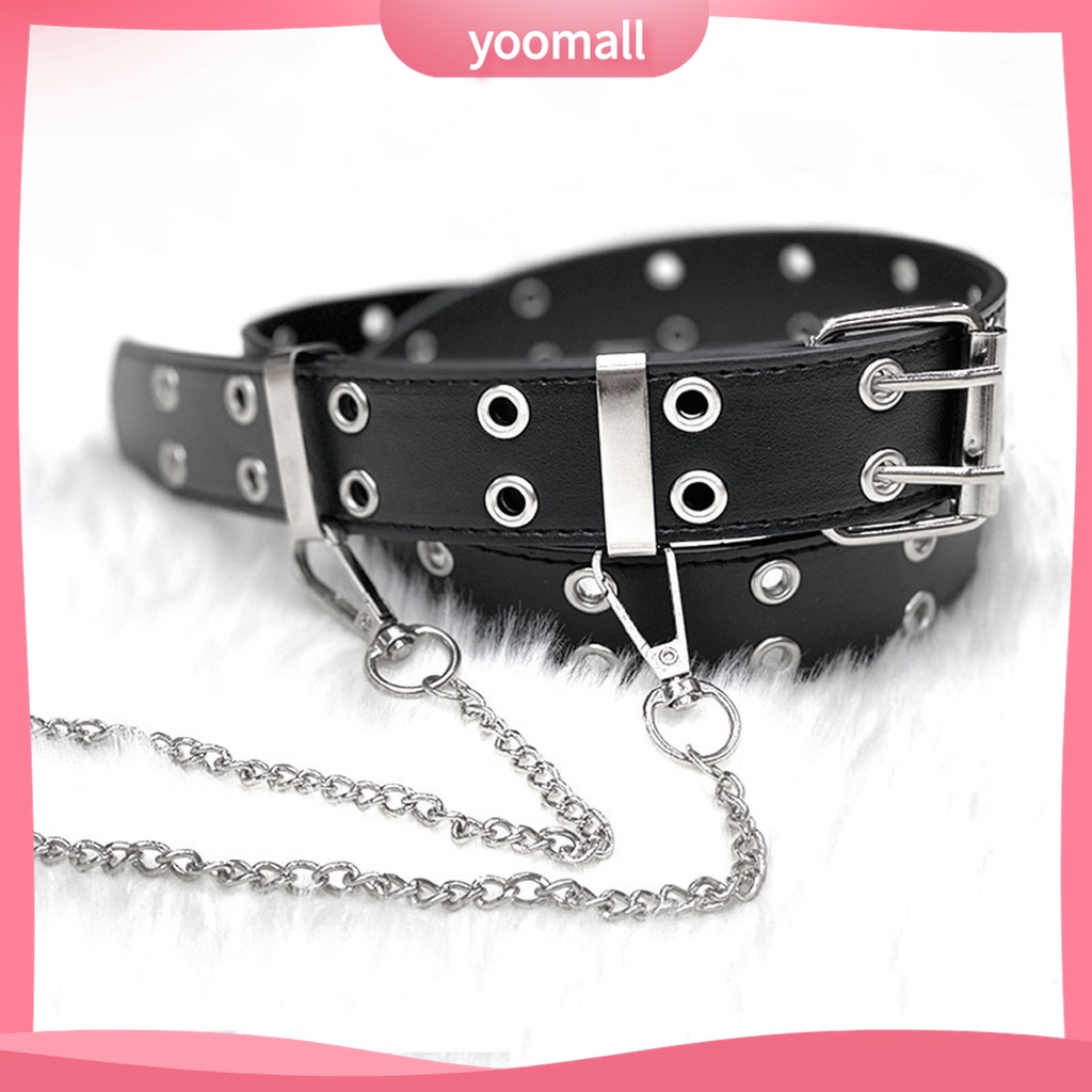 Thắt Lưng Da Hai Hàng Nút Phong Cách Hip hop Punk Cho Nam