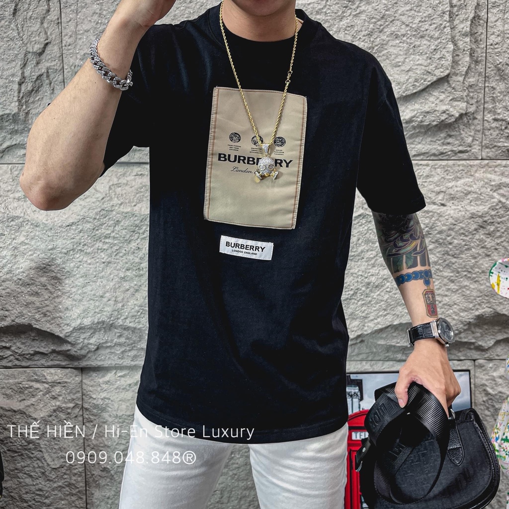 ÁO THUN IN Ô MÀU VÀNG BUBERRY 2022