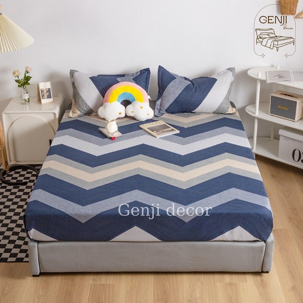 Bộ ga giường 3 món Genji Decor 01, drap giường đẹp mềm mịn mát đầy đủ kích thước mẫu mã