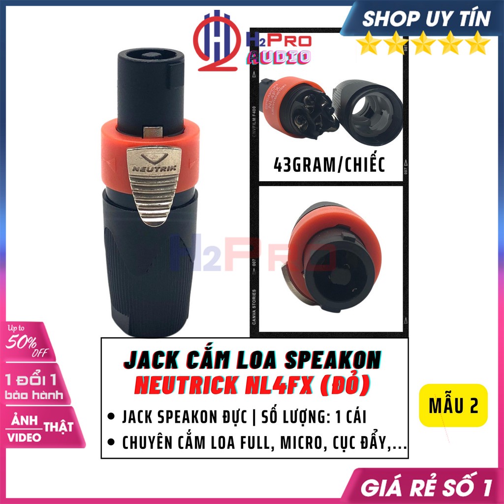 1 Jack Cắm Loa Speakon Neutrik NL4FX-NL4FC-K4CF, Jack Loa Speakon Neutrik Cắm Loa Full, Micro, Cục Đẩy-H2Pro Audio