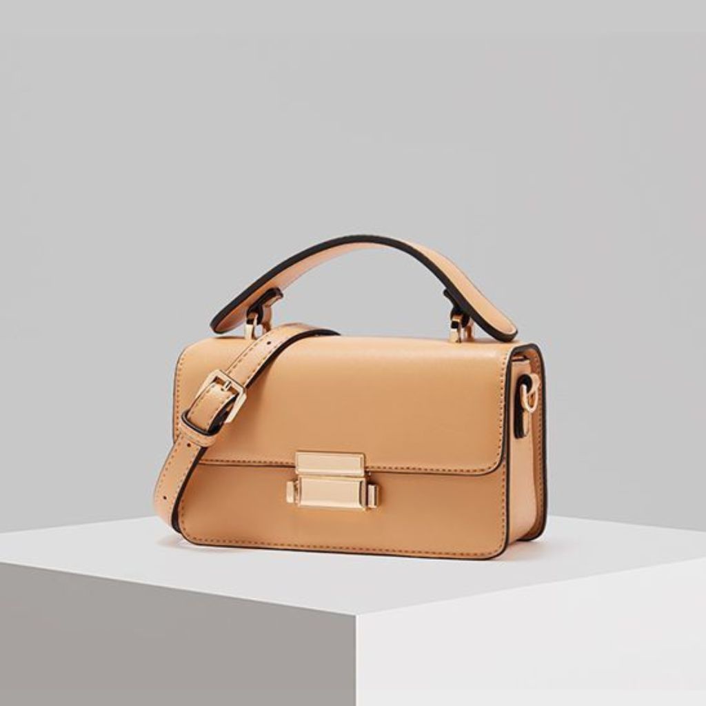 Túi xách nữ đeo chéo, túi đeo vai da sần khóa bấm size 19 - TXN034