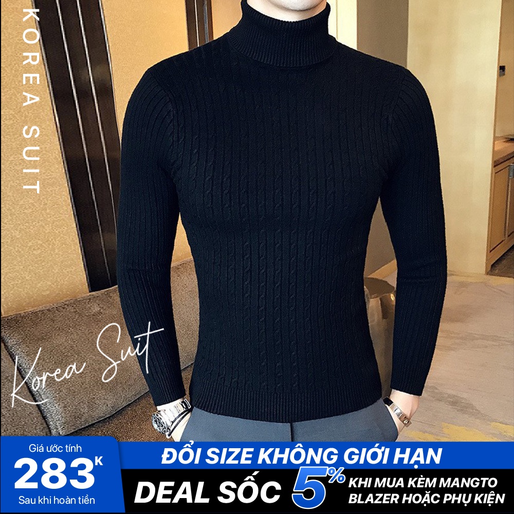 Áo len nam cổ cao. Chất len tăm body ôm dáng sang trọng KOREA SUIT | LCC2