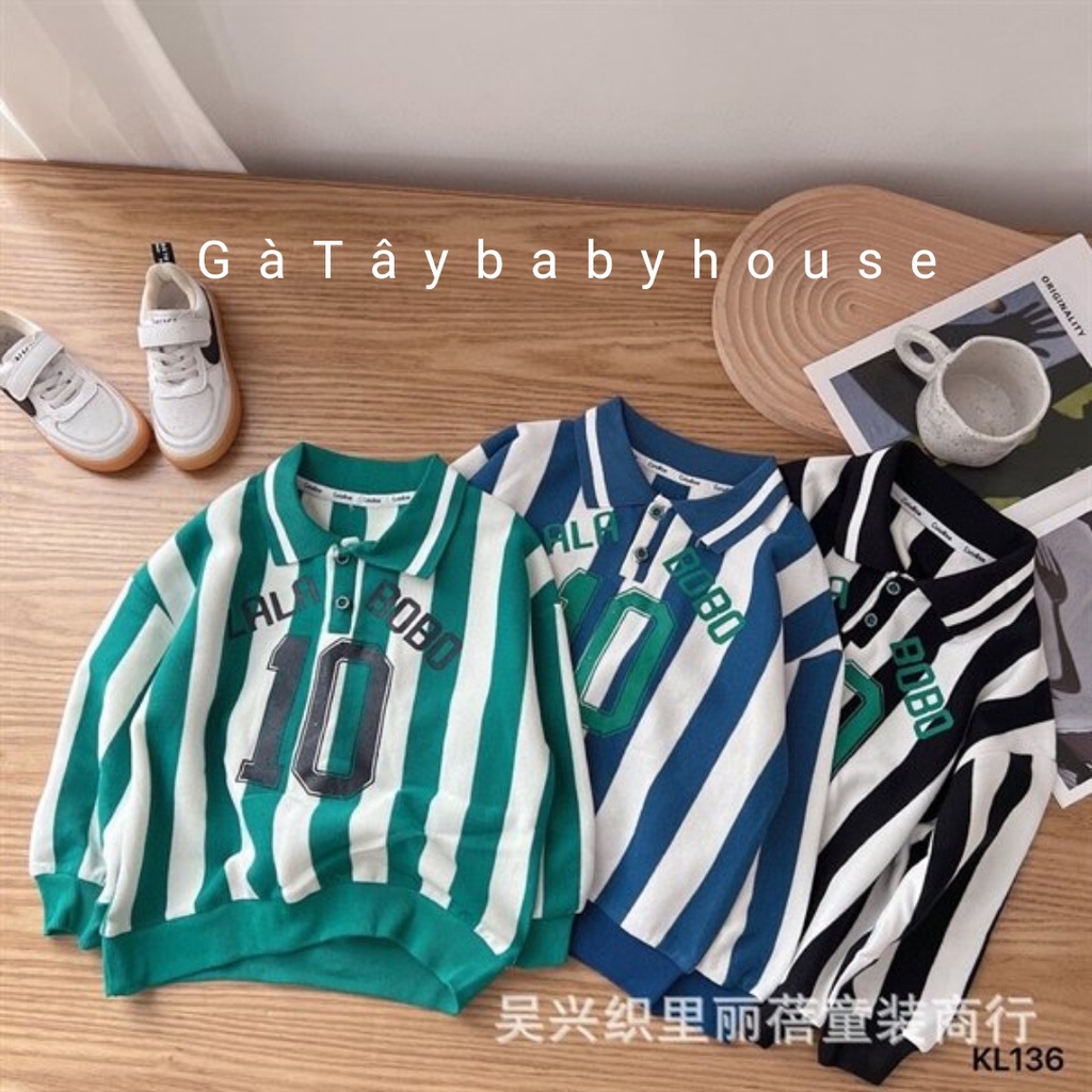 Áo polo sọc số 10 LALA BOBO bé trai