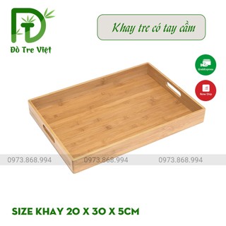 Khay tre có tay cầm, Khay đựng cốc, khay tre chữ nhật các loại