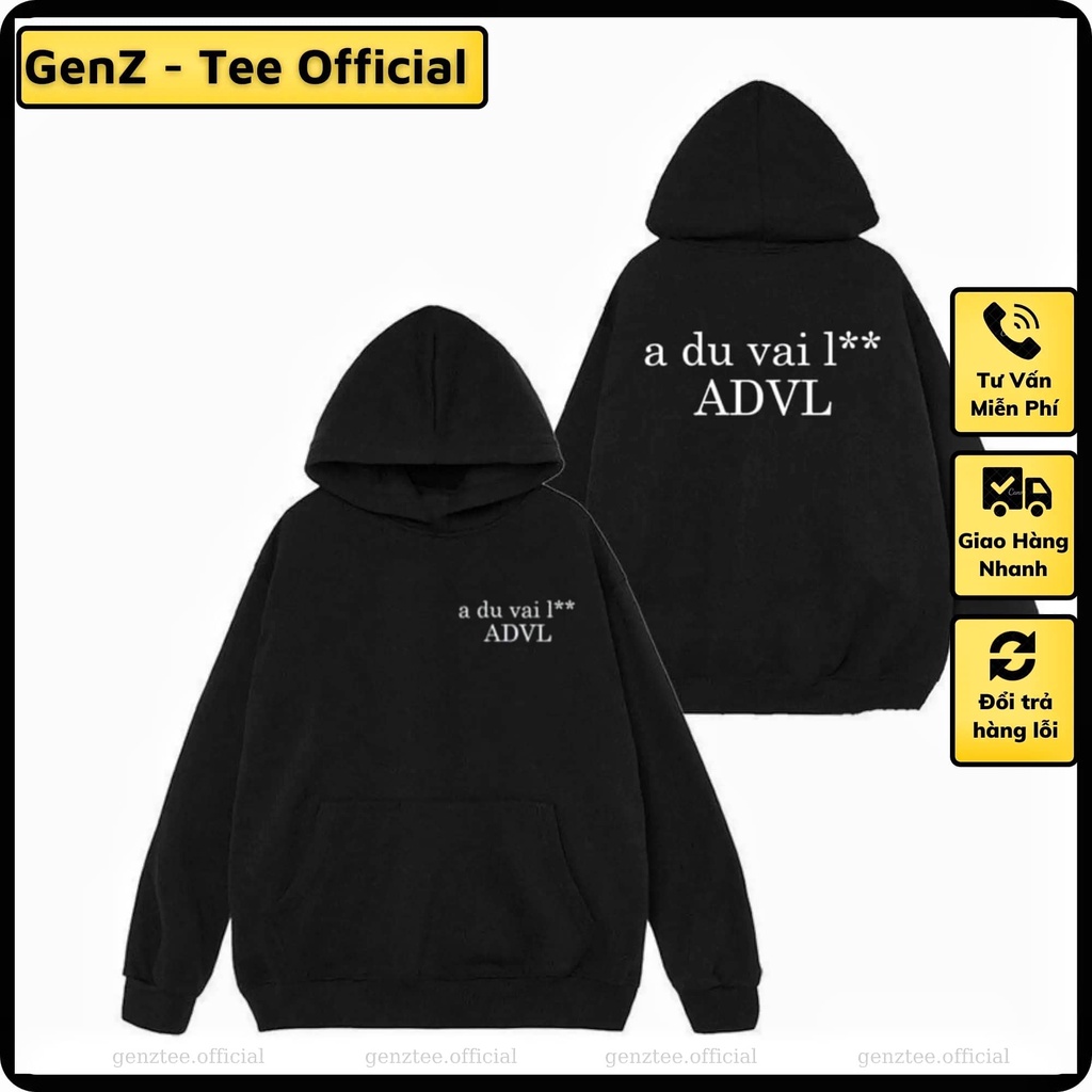 Áo hoodie nỉ Á Dù Vãi Lon vải nỉ bông dày dặn phong cách trẻ trung, nam nữ mặc form cực đẹp