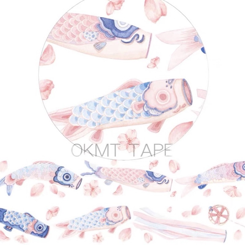 (Chu kỳ) Băng dính PET tape hoạ tiết cờ cá chép Nhật Bản