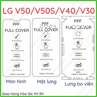 Dán ppf v50, v50s, v50 thinq 5g/ / v40 v40 thinq / v60 v60 thinq 5g/ v30 v30+ v30s thinq loại trong, nhám chống trầy