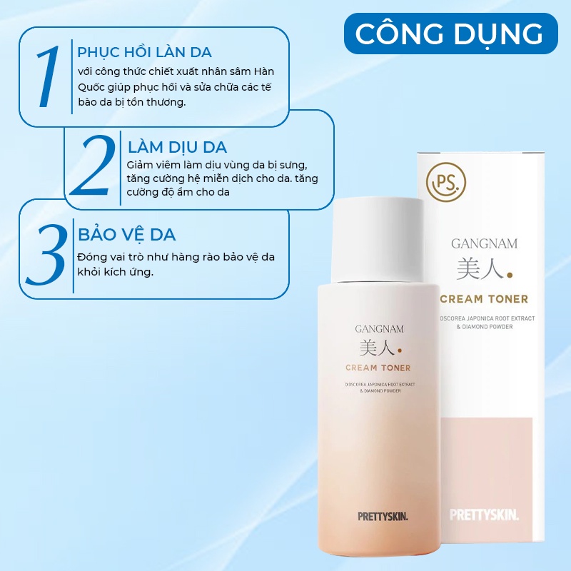 Nước Hoa Hồng Trắng Da Se Khít Lỗ Chân Lông & Mờ Thâm Nám Gangnam Cream Toner Prettyskin Hàn Quốc 300ml Giúp Dưỡng Ẩm