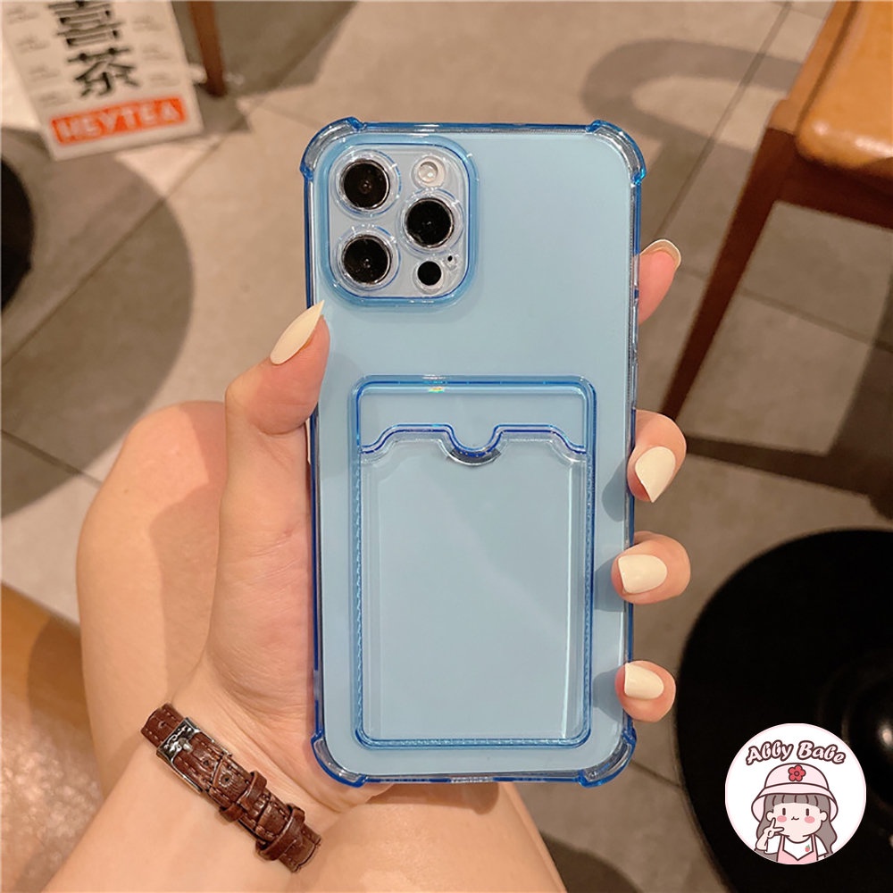 Ốp Điện Thoại TPU Mềm Mỏng Trong Suốt Chống Nước Có Ngăn Đựng Thẻ Cho Iphone 11 7Plus 13 12 11 Pro Max X XS 12 13 XR