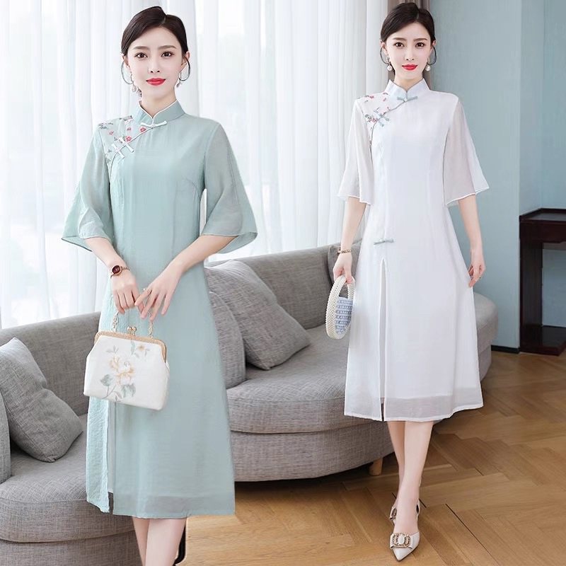 váy áo dài sườn xám cách tân kiểu trung hoa trung quốc hán phục