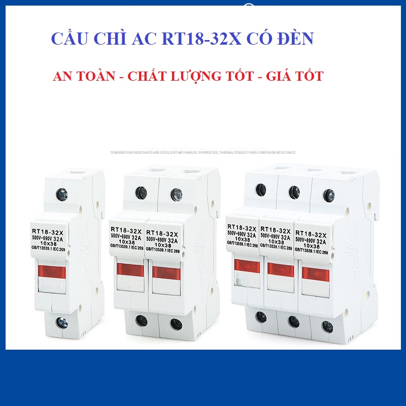 Cầu chì RO15 + Đế cài RT18 -32x Đế cài cầu chì thanh ray -R015 10x38mm