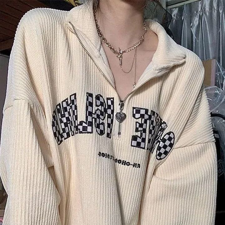 Áo Hoodie Dáng Rộng Thời Trang Retro Hàn Quốc Cho Nữ