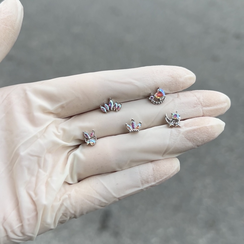 Khuyên tai đá màu - Colorful Dia Earring ( giá 1 chiếc )